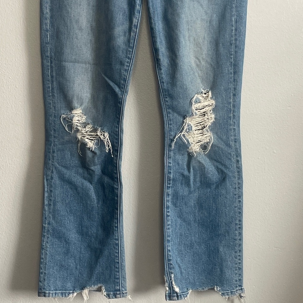 MOTHER The Insider Distressed Light Blue Straight-Leg Jeans Size 25 - Picture 4 of 15